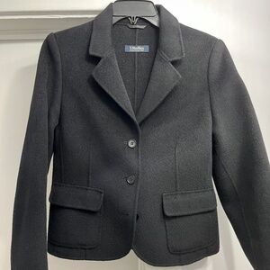'S Max Mara angora & virgin wool boxy 3 button blazer, USA 12.